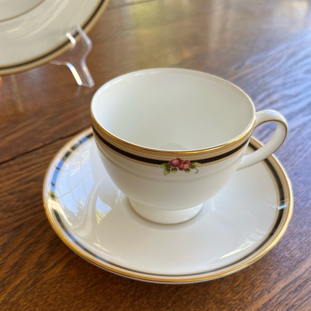 Clio cups and saucers by Wedgwood.